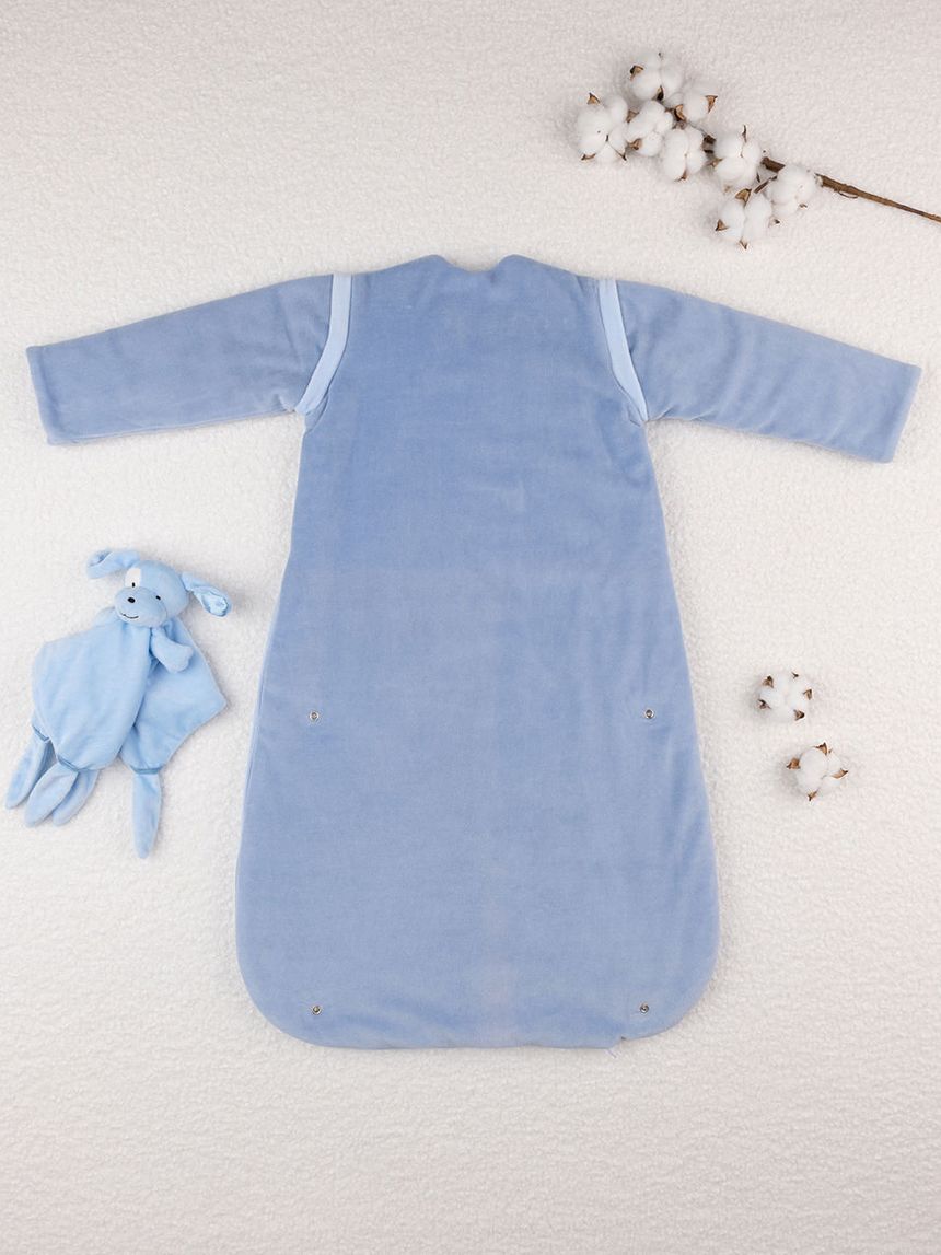 βρεφικός υπνόσακος σενίλ χειμερινός γαλάζιος με αρκουδάκι 3.5 tog για αγόρι - Prénatal
