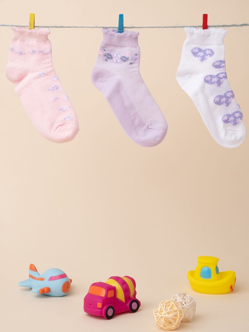 παιδικές κάλτσες πακέτο x3 φλοράλ για κορίτσι - Prénatal