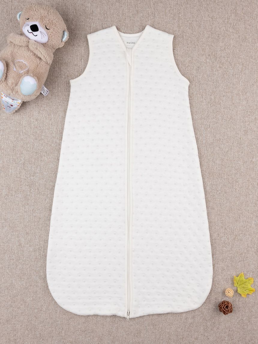 βρεφικός υπνόσακος σενίλ λευκός πουά 1.0 tog unisex - Prénatal