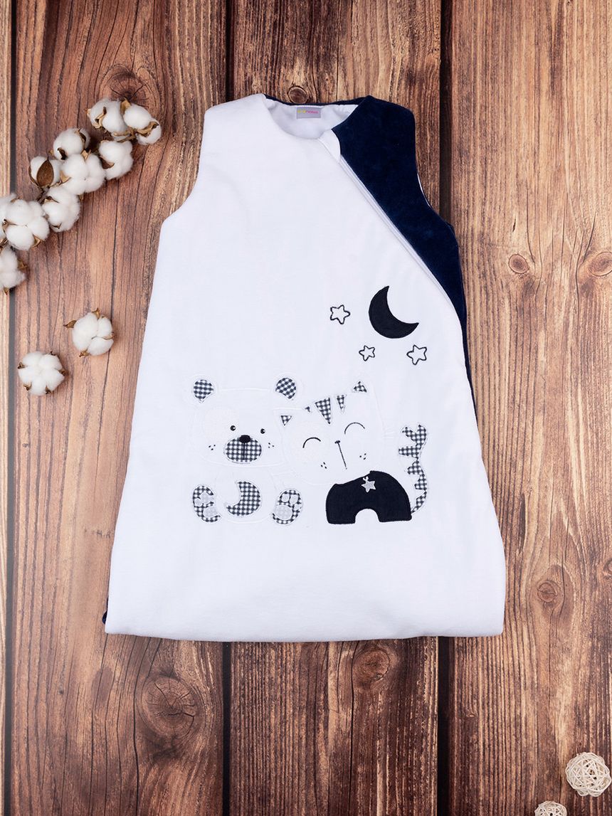 βρεφικός χειμερινός υπνόσακος σενίλ δίχρωμος με ζωάκια 3.5 tog unisex - Prénatal