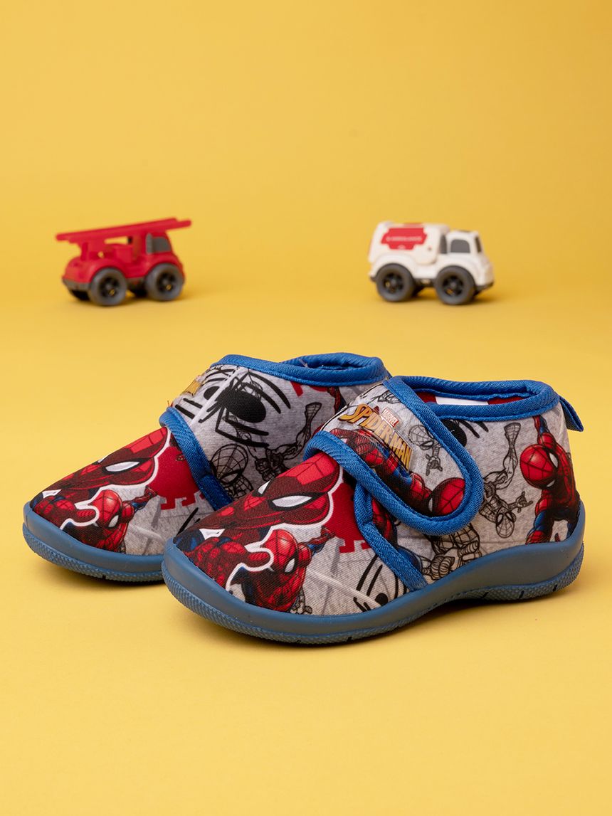 παντοφλάκια κλειστά γκρι με τον spiderman για αγόρι - SILVER