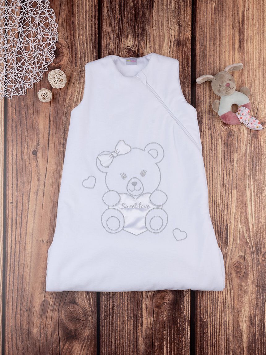 βρεφικός υπνόσακος σενίλ λευκός με αρκουδάκι 3.5 tog για κορίτσι - Prénatal