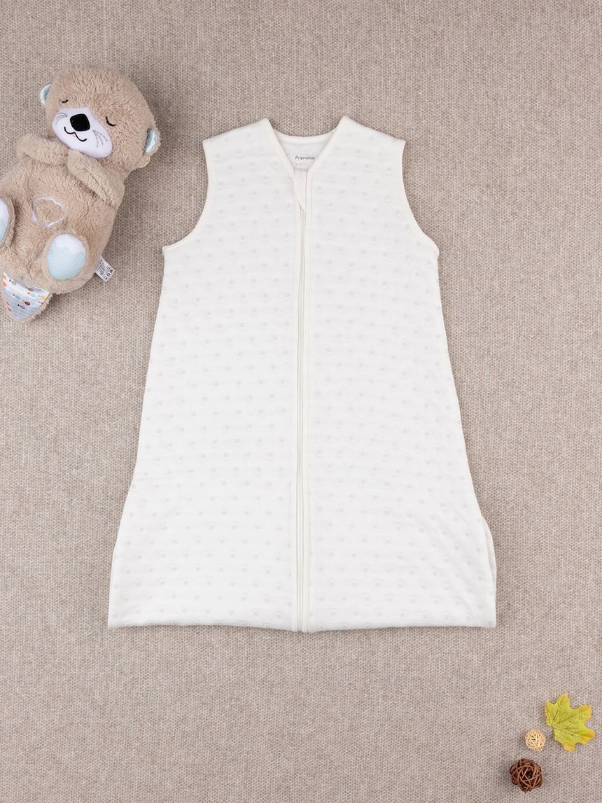 βρεφικός υπνόσακος σενίλ λευκός πουά 1.0 tog unisex - Prénatal