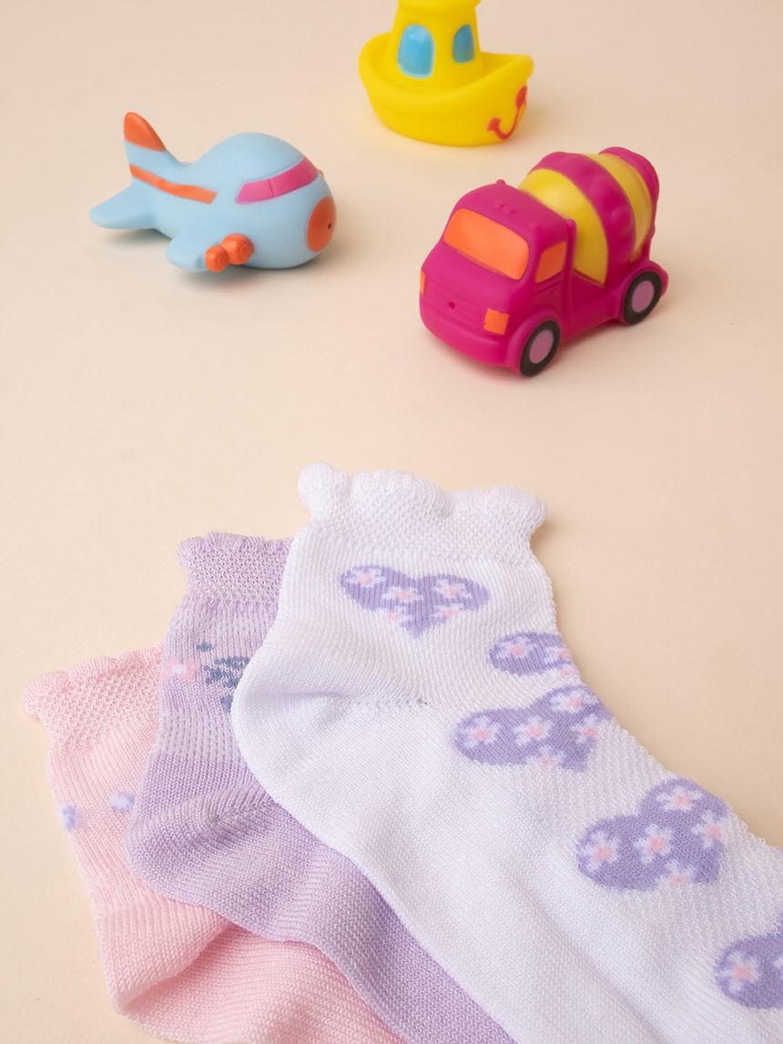 παιδικές κάλτσες πακέτο x3 φλοράλ για κορίτσι - Prénatal