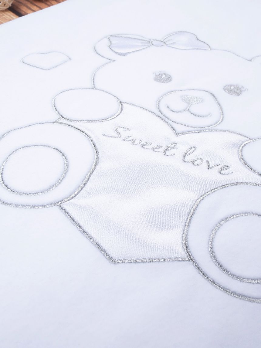 βρεφικός υπνόσακος σενίλ λευκός με αρκουδάκι 3.5 tog για κορίτσι - Prénatal