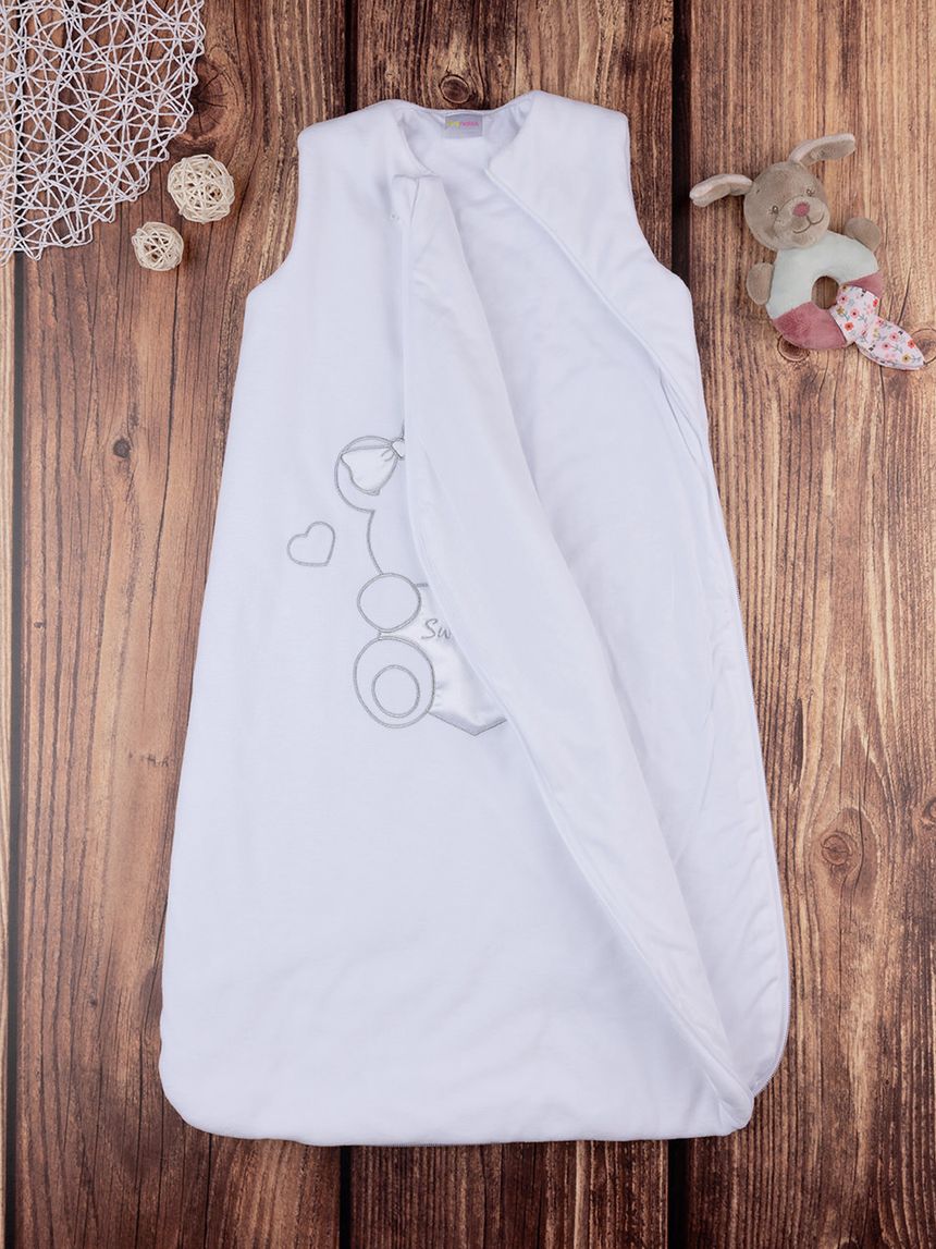 βρεφικός υπνόσακος σενίλ λευκός με αρκουδάκι 3.5 tog για κορίτσι - Prénatal