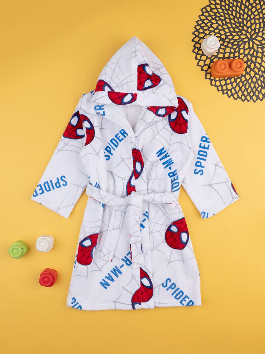 παιδικό μπουρνούζι λευκό με το spiderman για αγόρι - Prénatal