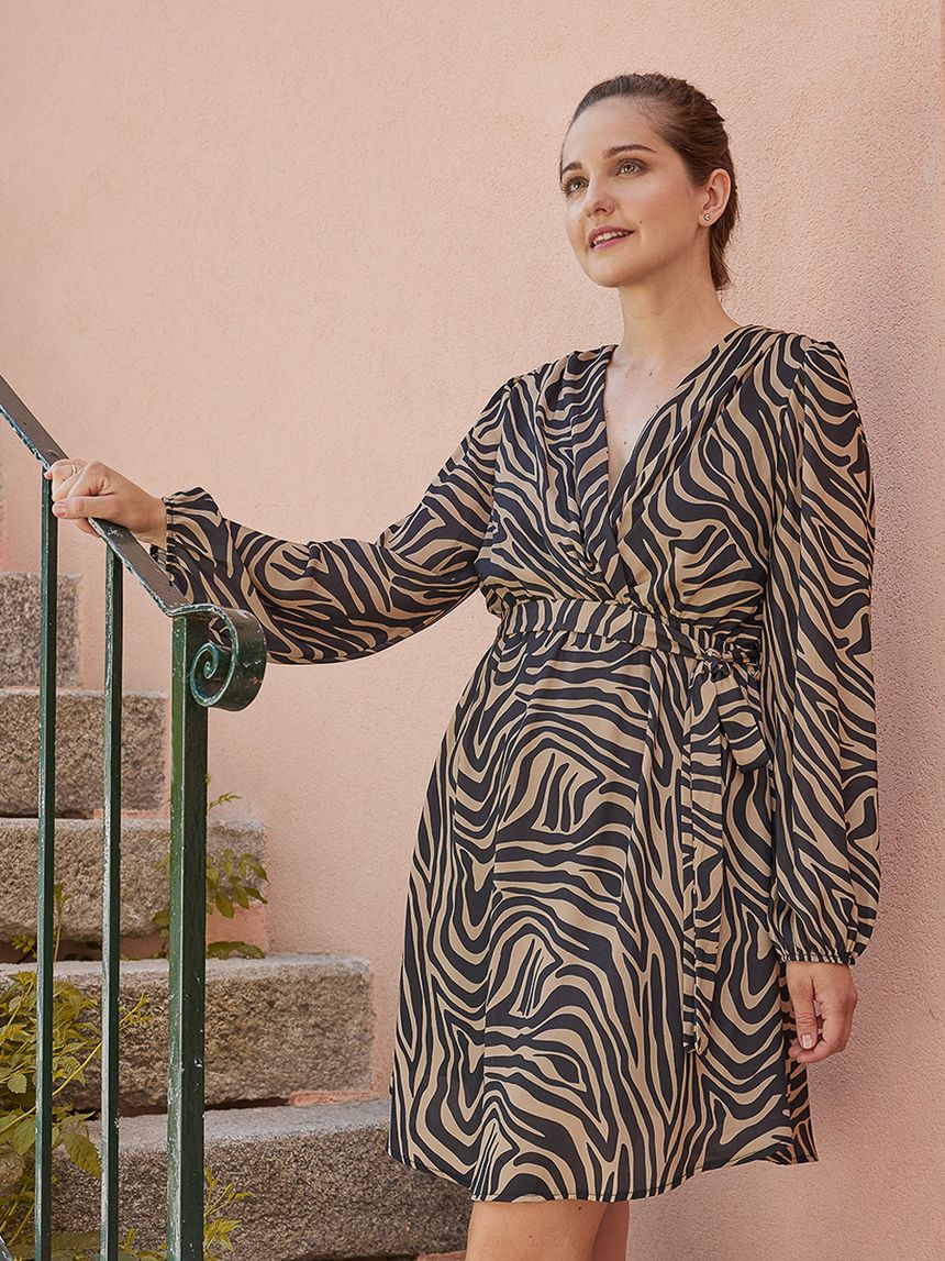 γυναικείο φόρεμα εγκυμοσύνης/θηλασμού animal print - Prénatal