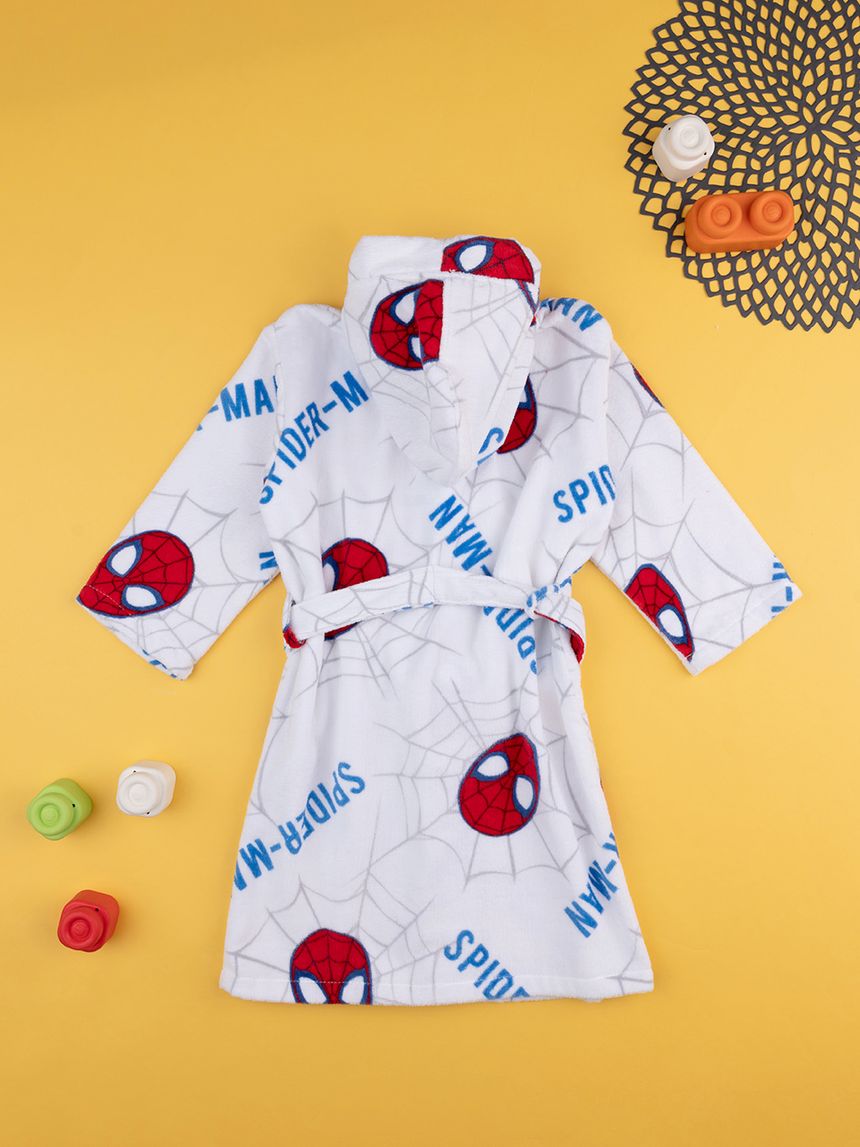 παιδικό μπουρνούζι λευκό με το spiderman για αγόρι - Prénatal