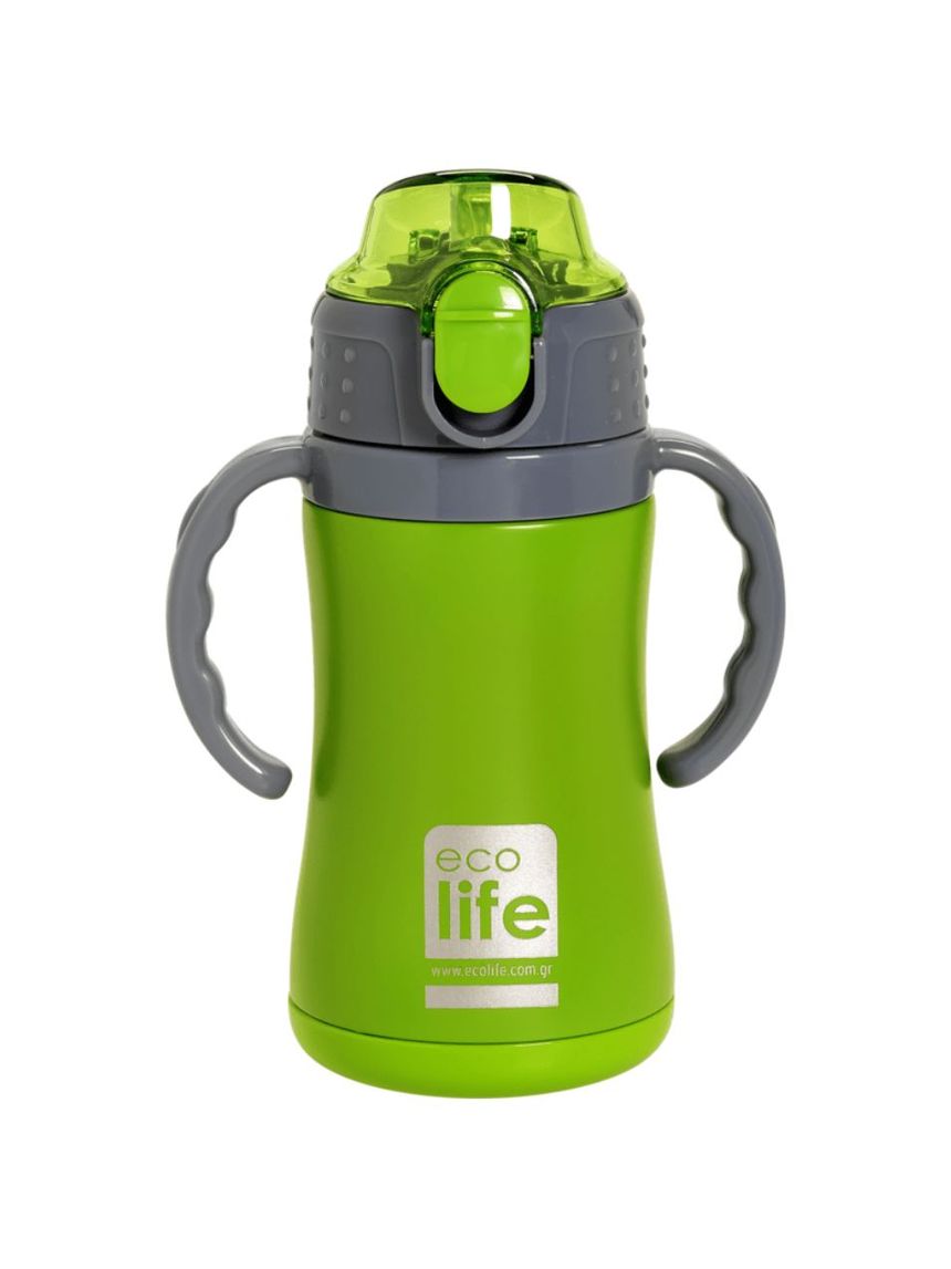 Ecolife ανοξείδωτο παγούρι με καλαμάκι kids thermos 300ml green 33-bo-2992 - Ecolife