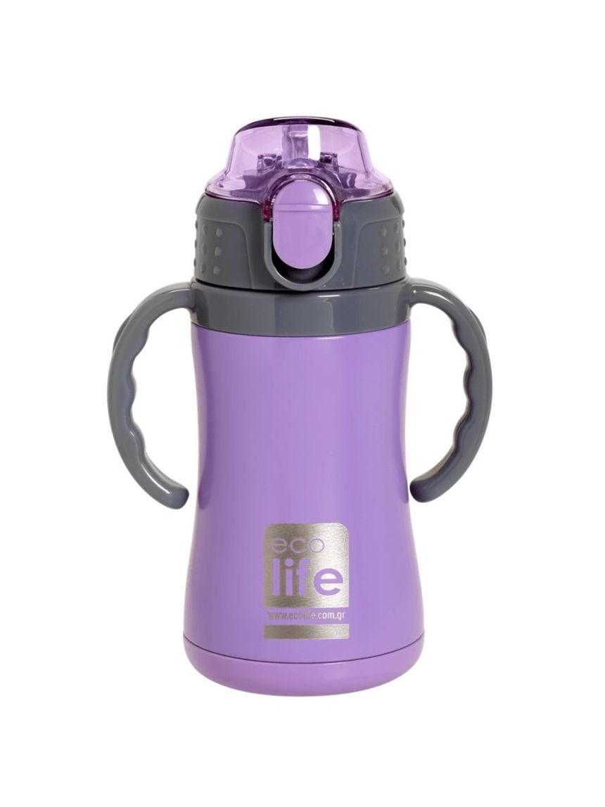 Ecolife ανοξείδωτο παγούρι με καλαμάκι kids thermos 300ml lilac 33-bo-2993 - Ecolife