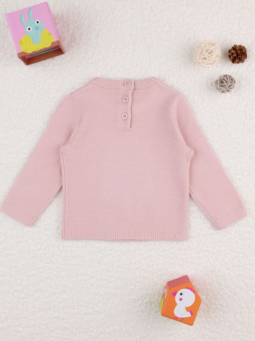 βρεφικό πουλόβερ ροζ με λαγουδάκι για κορίτσι - Prénatal