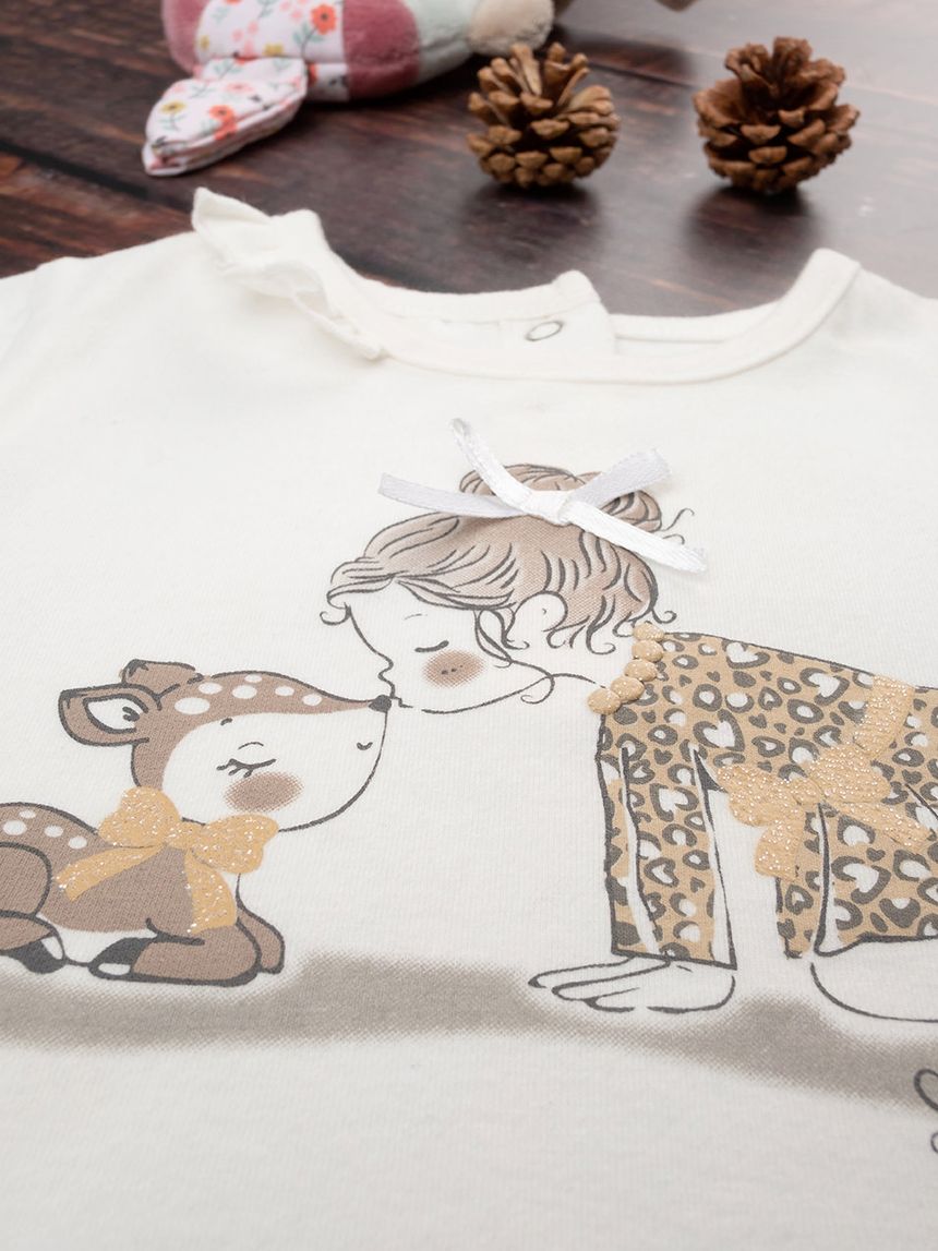βρεφική μπλούζα κρεμ με το bambi για κορίτσι - Prénatal