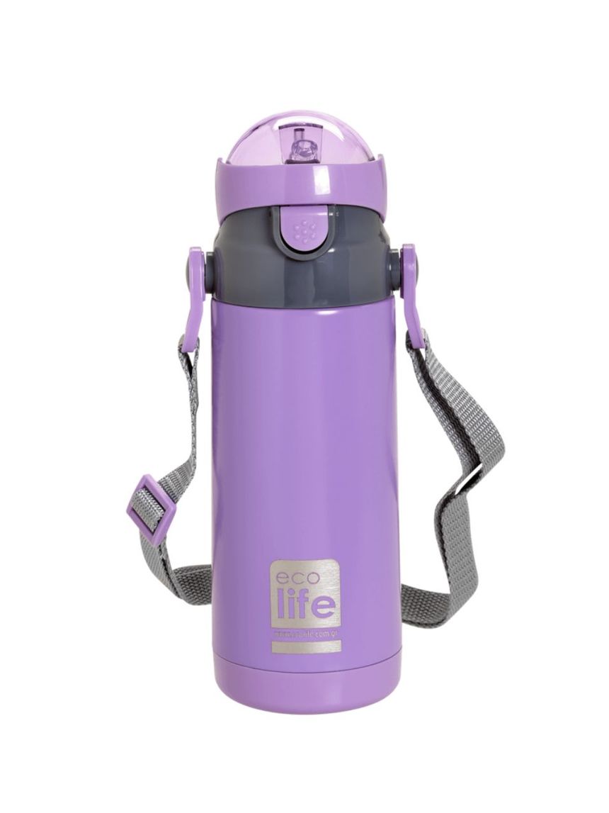 Ecolife ανοξείδωτο παγούρι με καλαμάκι kids thermos 400ml lilac 33-bo-2995 - Ecolife