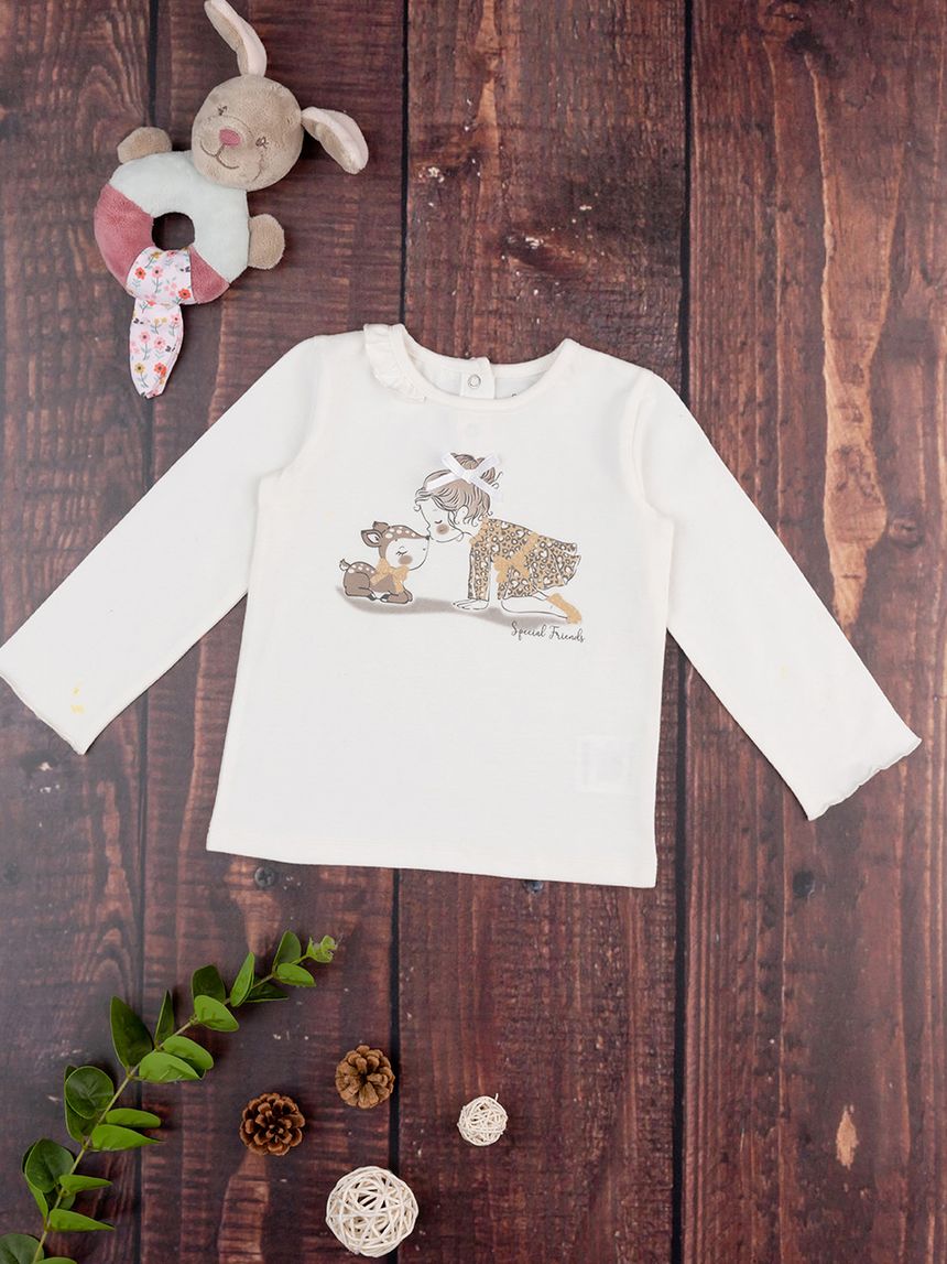 βρεφική μπλούζα κρεμ με το bambi για κορίτσι - Prénatal