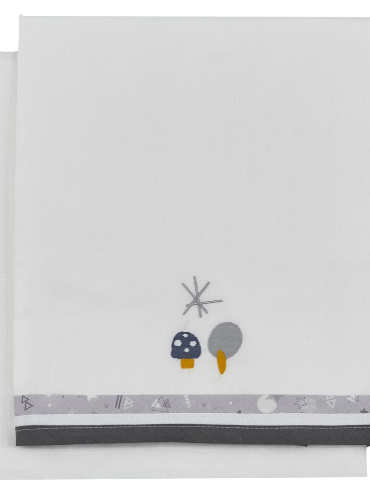 ο κόσμος του μωρού σετ σεντόνια για λίκνο foxy γκρι 80x110 cm - ο κόσμος του μωρού