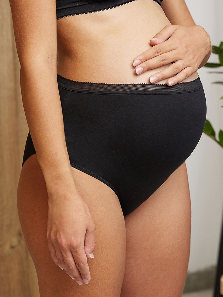 γυναικεία ψηλόμεσα σλιπ εγκυμοσύνης πακέτο x2 μαύρα - Prénatal