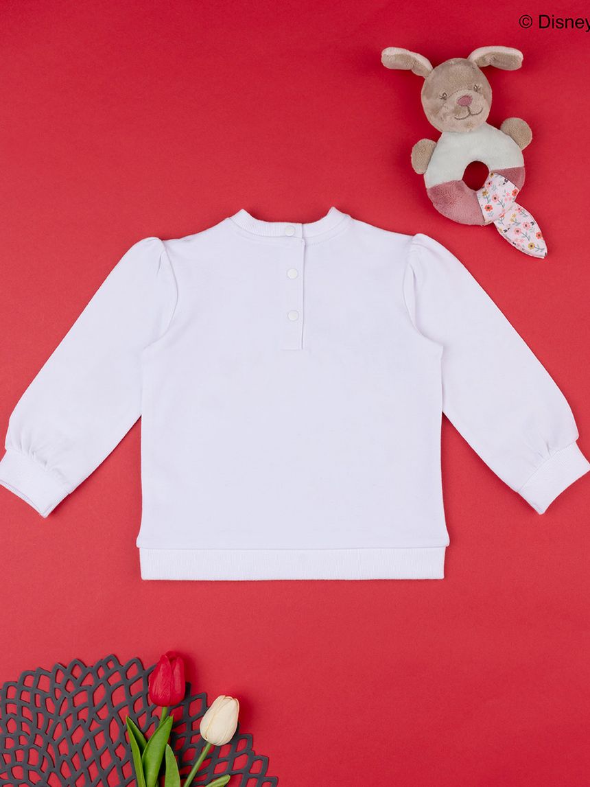 βρεφική μπλούζα φούτερ λευκή με τη minnie για κορίτσι - Prénatal