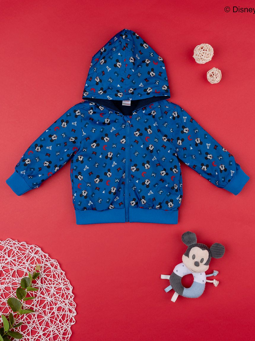 βρεφικό αντιανεμικό μπουφάν μπλε με το mickey και επένδυση για αγόρι - Prénatal