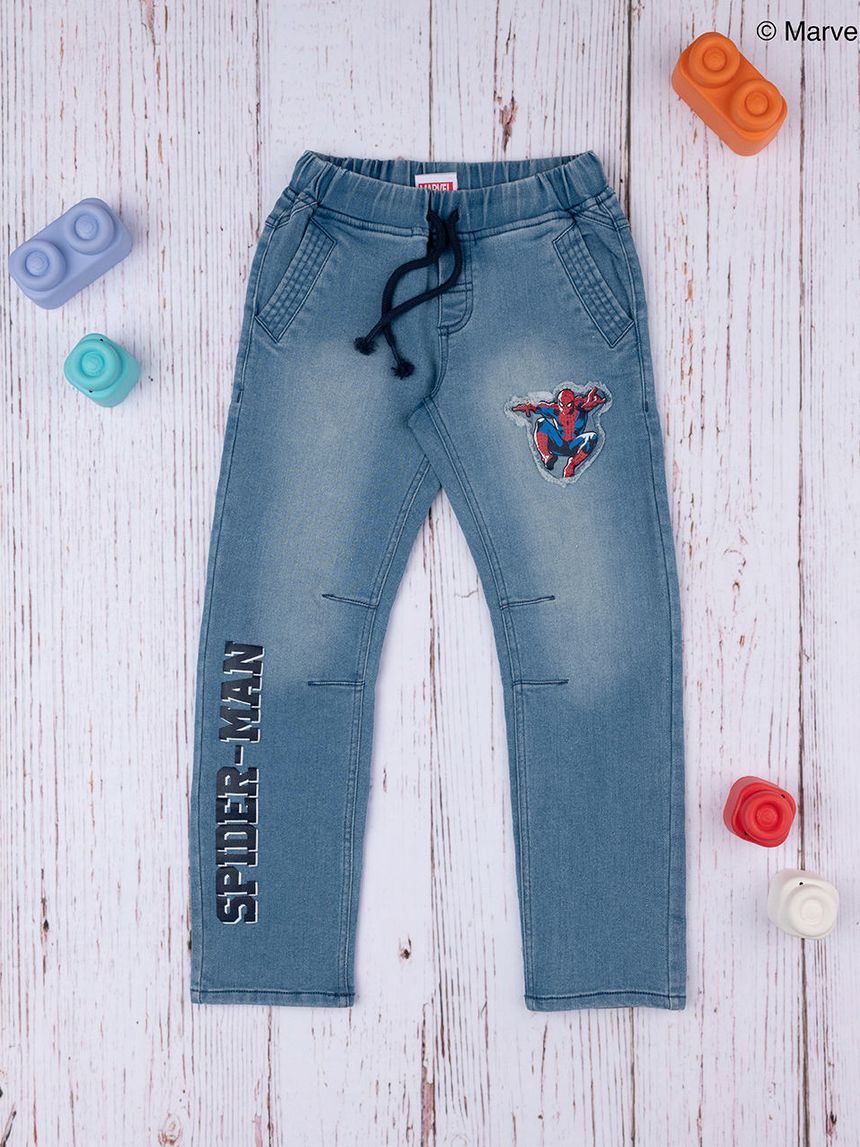 παιδικό τζιν παντελόνι μπλε ανοιχτό με το spiderman για αγόρι - Prénatal