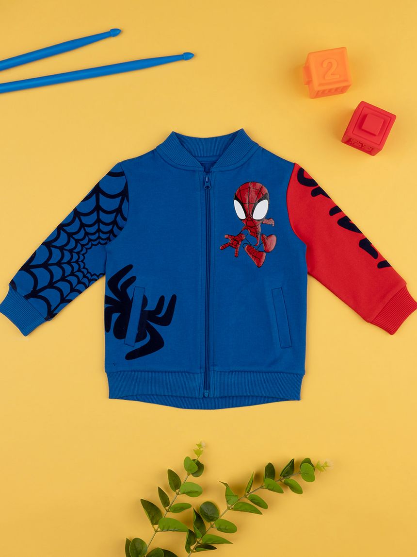 βρεφική ζακέτα φούτερ μπλε με το spiderman για αγόρι - Prénatal