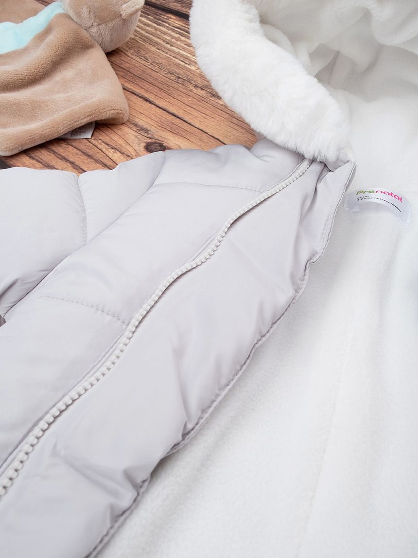 βρεφική φόρμα εξόδου γκρι με αρκουδάκι για αγόρι - Prénatal