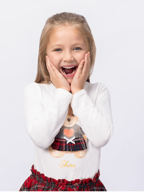 παιδική μπλούζα λευκή με αρκουδάκι για κορίτσι - Prénatal