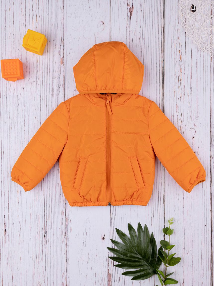 βρεφικό μπουφάν φουσκωτό πορτοκαλί για αγόρι - Prénatal
