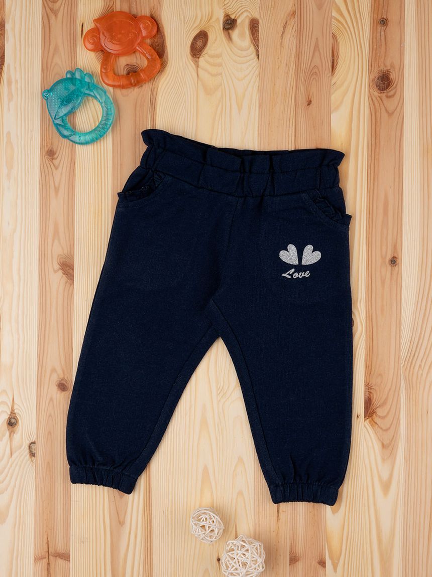 βρεφικό παντελόνι φόρμας μπλε love για κορίτσι - Prénatal