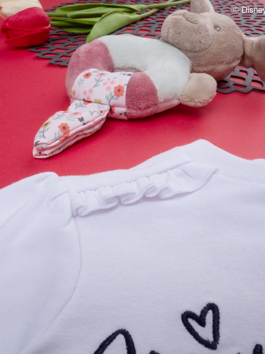 βρεφική μπλούζα φούτερ λευκή με τη minnie για κορίτσι - Prénatal