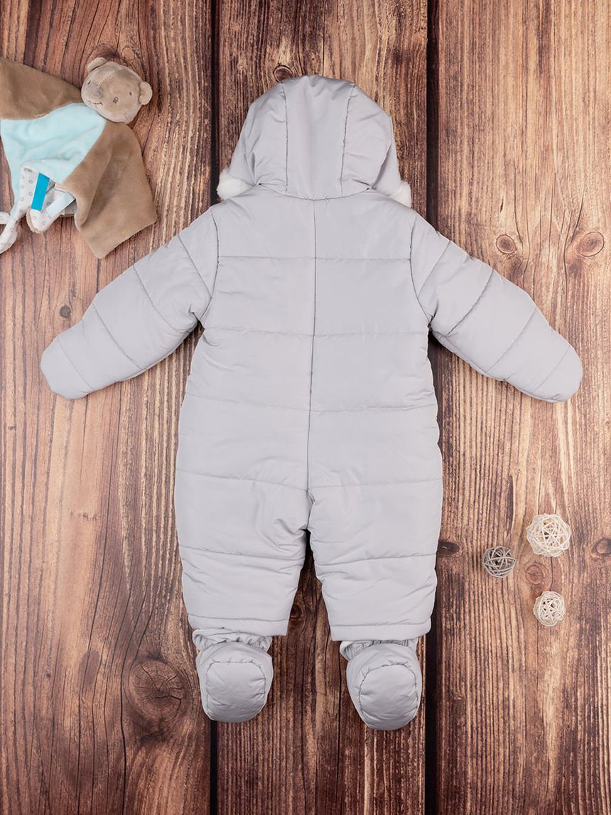 βρεφική φόρμα εξόδου γκρι με αρκουδάκι για αγόρι - Prénatal