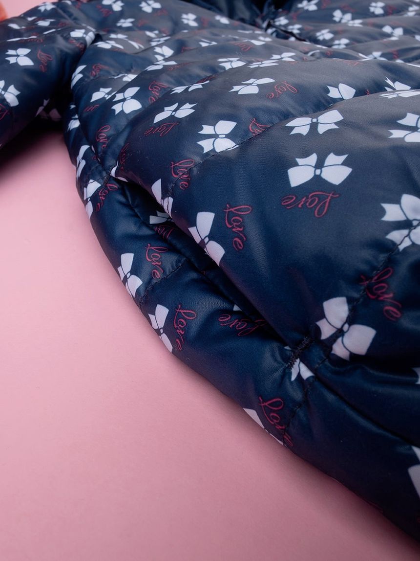 παιδικό μπουφάν φουσκωτό μπλε με φιογκάκια για κορίτσι - Prénatal