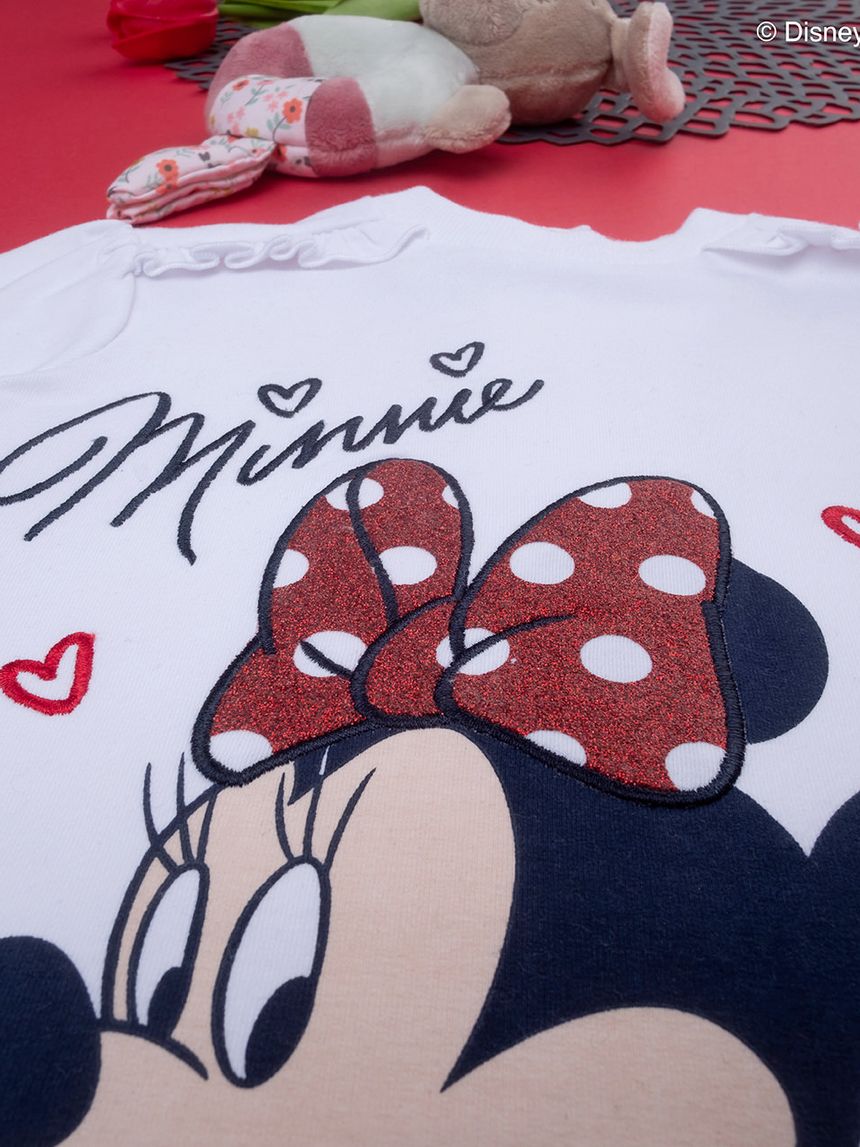 βρεφική μπλούζα φούτερ λευκή με τη minnie για κορίτσι - Prénatal