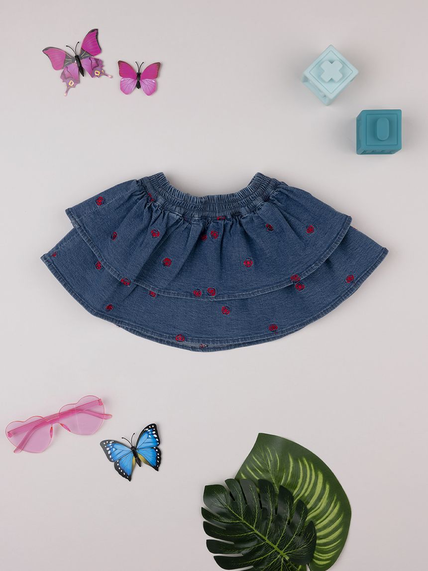 βρεφική τζιν φούστα μπλε με πασχαλίτσες για κορίτσι - Prénatal