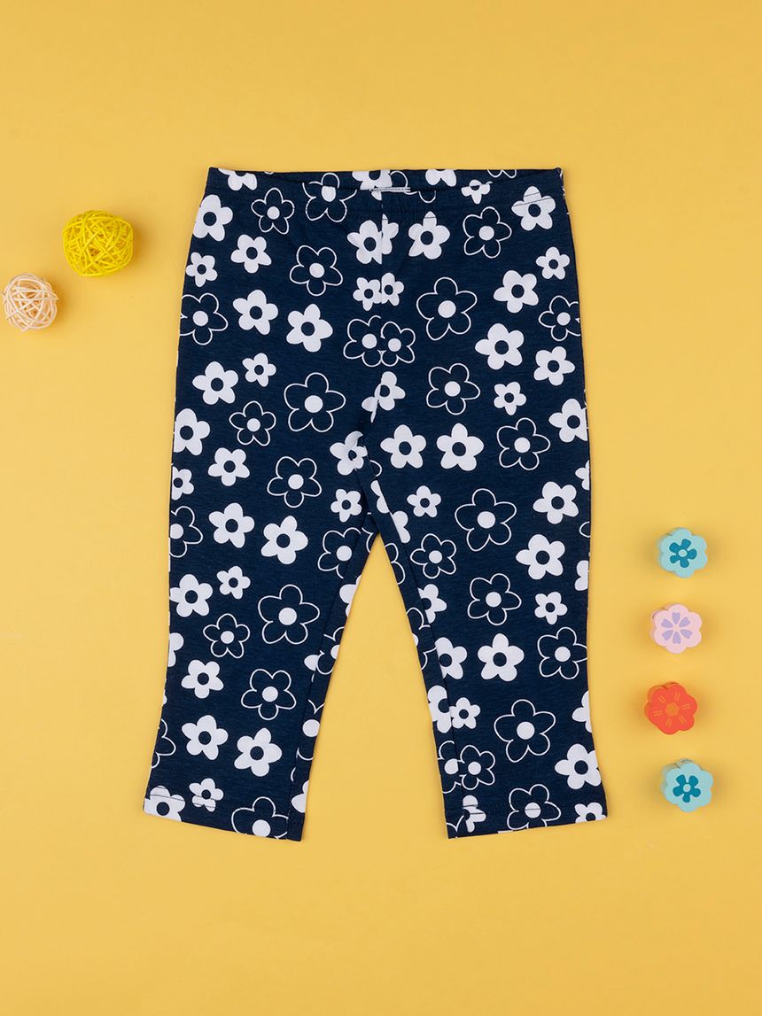 παιδικό κολάν 3/4 μπλε φλοράλ για κορίτσι - Prénatal