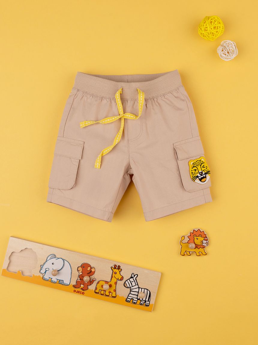 βρεφική βερμούδα μπεζ με τιγράκι για αγόρι - Prénatal