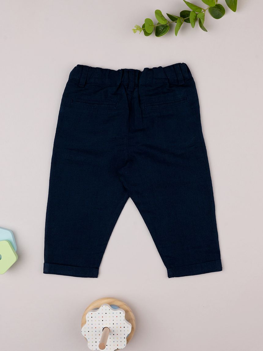 βρεφικό παντελόνι λινό μπλε mr cute για αγόρι - Prénatal