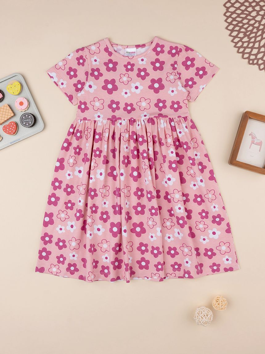 παιδικό φόρεμα ροζ φλοράλ για κορίτσι - Prénatal