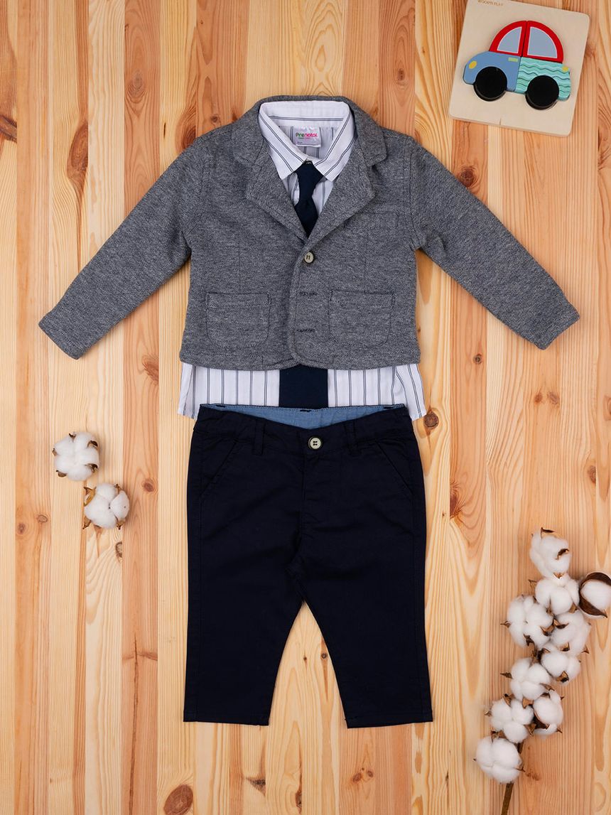 βρεφικό σετ σακάκι, πουκάμισο, παντελόνι για αγόρι - Prénatal
