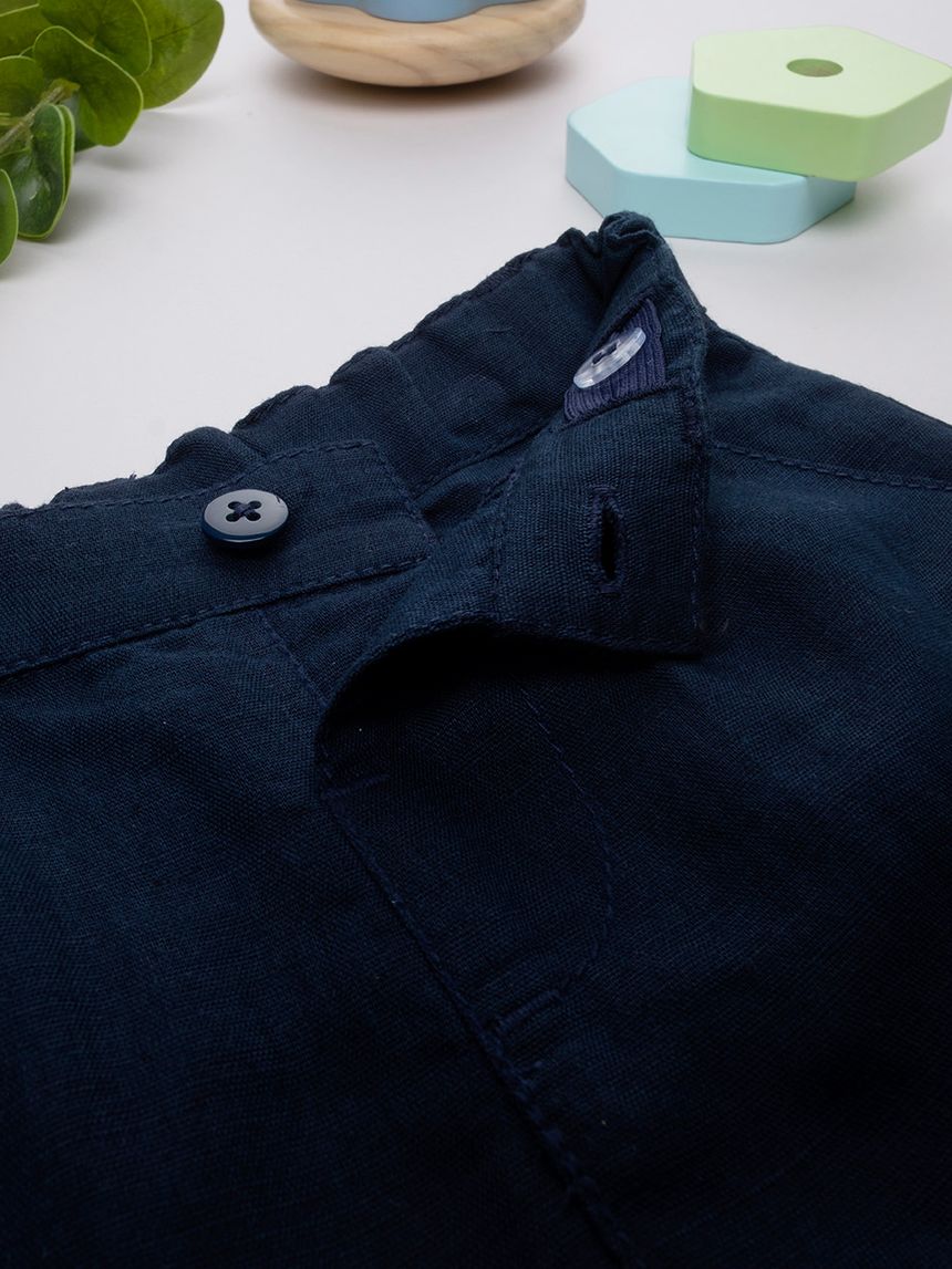 βρεφικό παντελόνι λινό μπλε mr cute για αγόρι - Prénatal