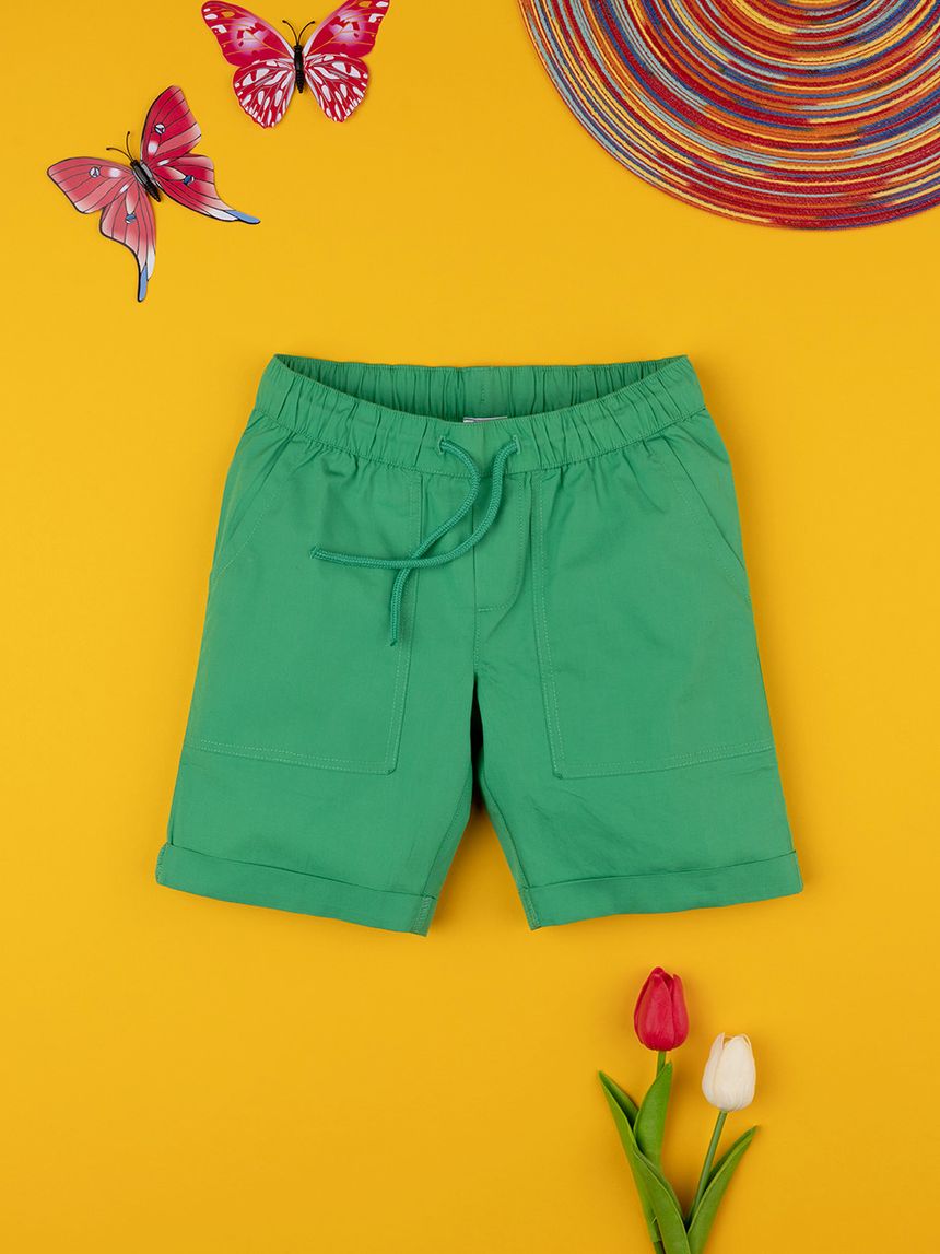 παιδική βερμούδα πράσινη ποπλίνα για αγόρι - Prénatal