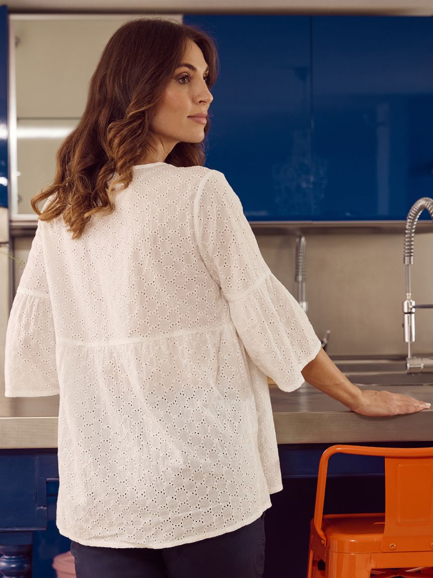 γυναικεία μπλούζα εγκυμοσύνης/θηλασμού ιβουάρ με δαντέλα sangallo - Prénatal