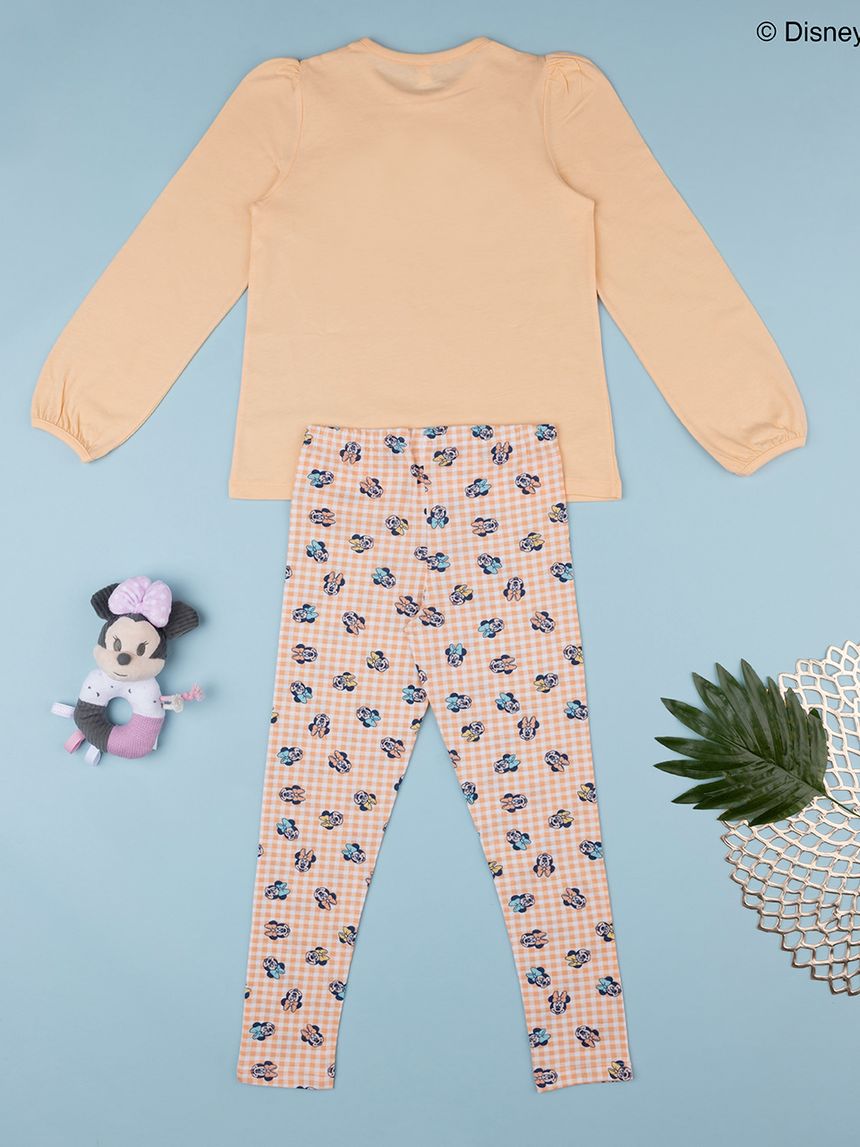 παιδική πιτζάμα σομόν/καρό με τη minnie για κορίτσι - Prénatal