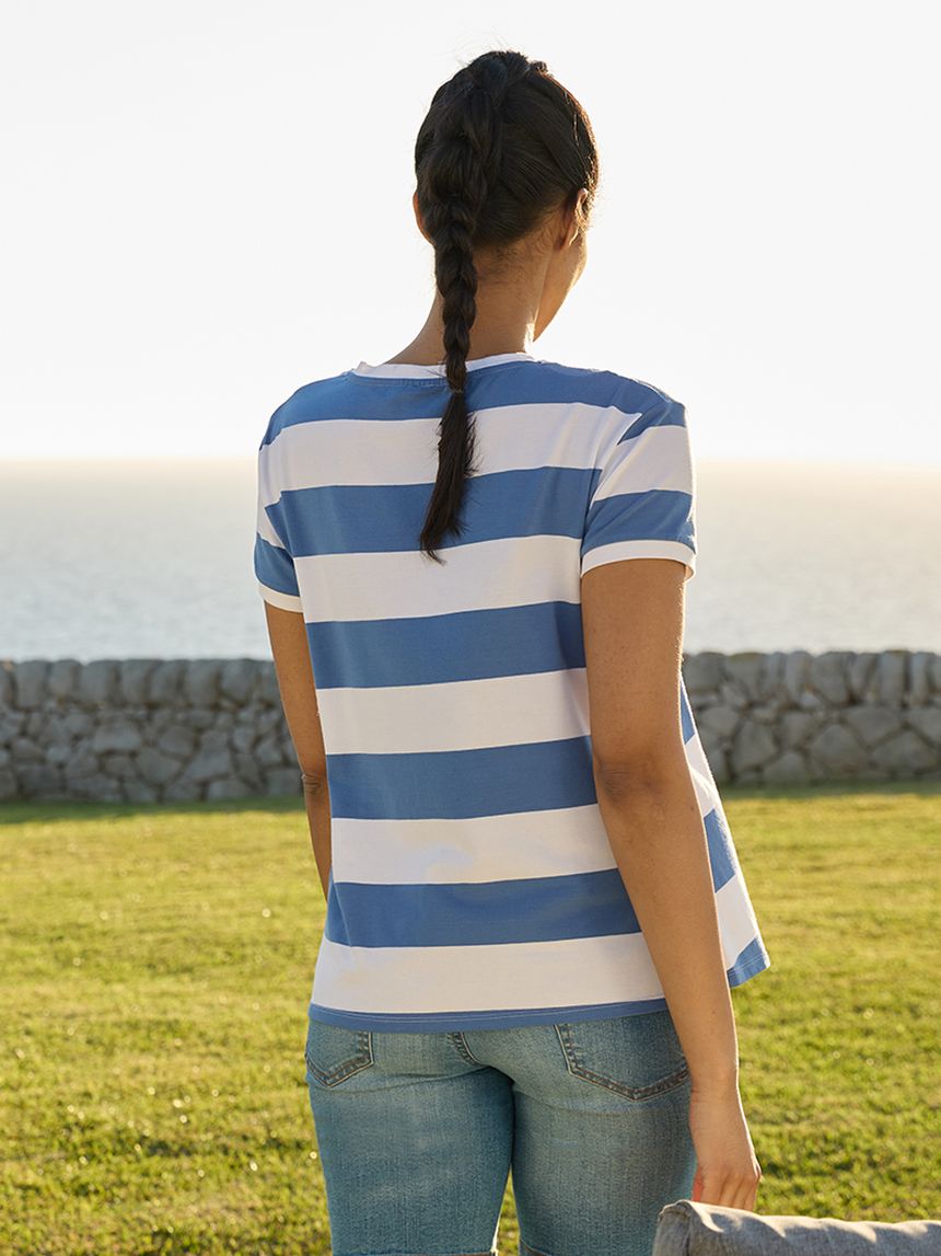 γυναικείο t-shirt εγκυμοσύνης ριγέ μπλε/λευκό - Prénatal
