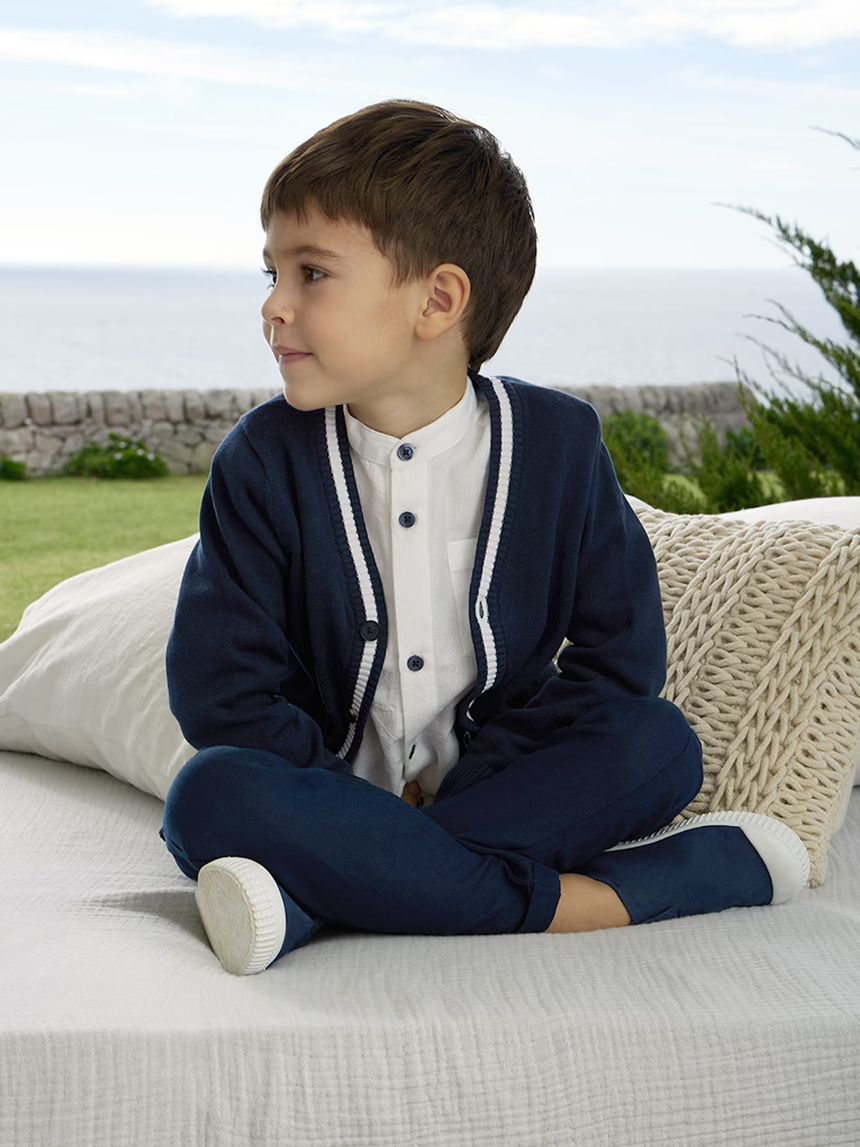 παιδικό παντελόνι λινό μπλε για αγόρι - Prénatal