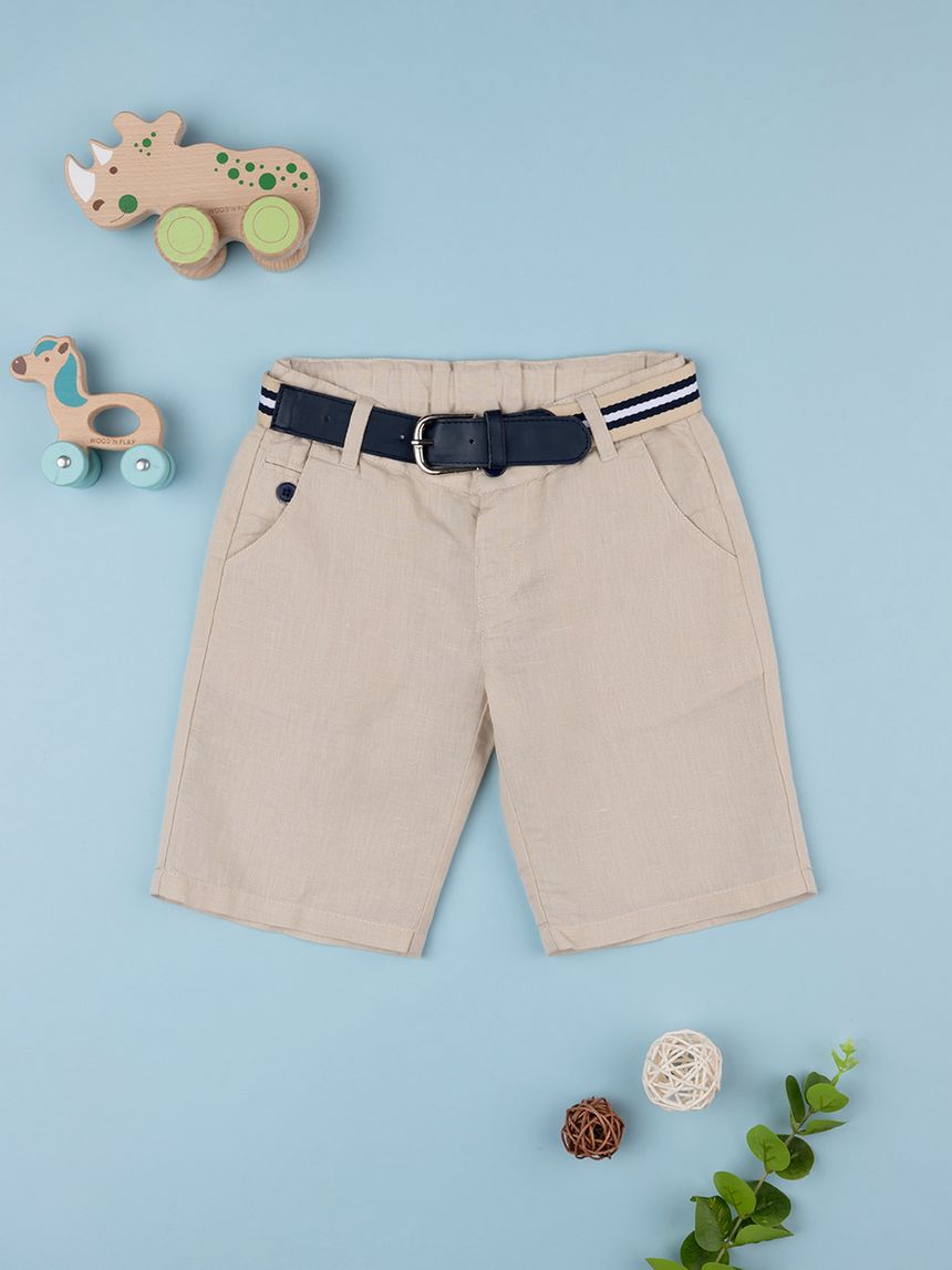 παιδική βερμούδα μπεζ λινή για αγόρι - Prénatal
