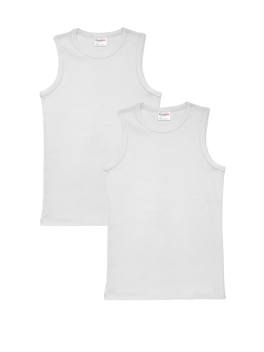 παιδικά φανελάκια λευκά πακέτο x2 για αγόρι - Prénatal