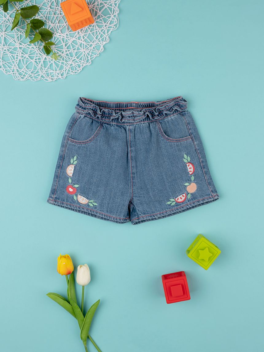 παιδικό σορτσάκι τζιν με φρούτα για κορίτσι - Prénatal
