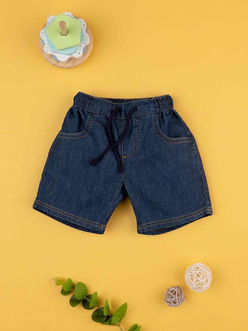 βρεφικό τζιν σορτσάκι σκούρο μπλε για αγόρι - Prénatal