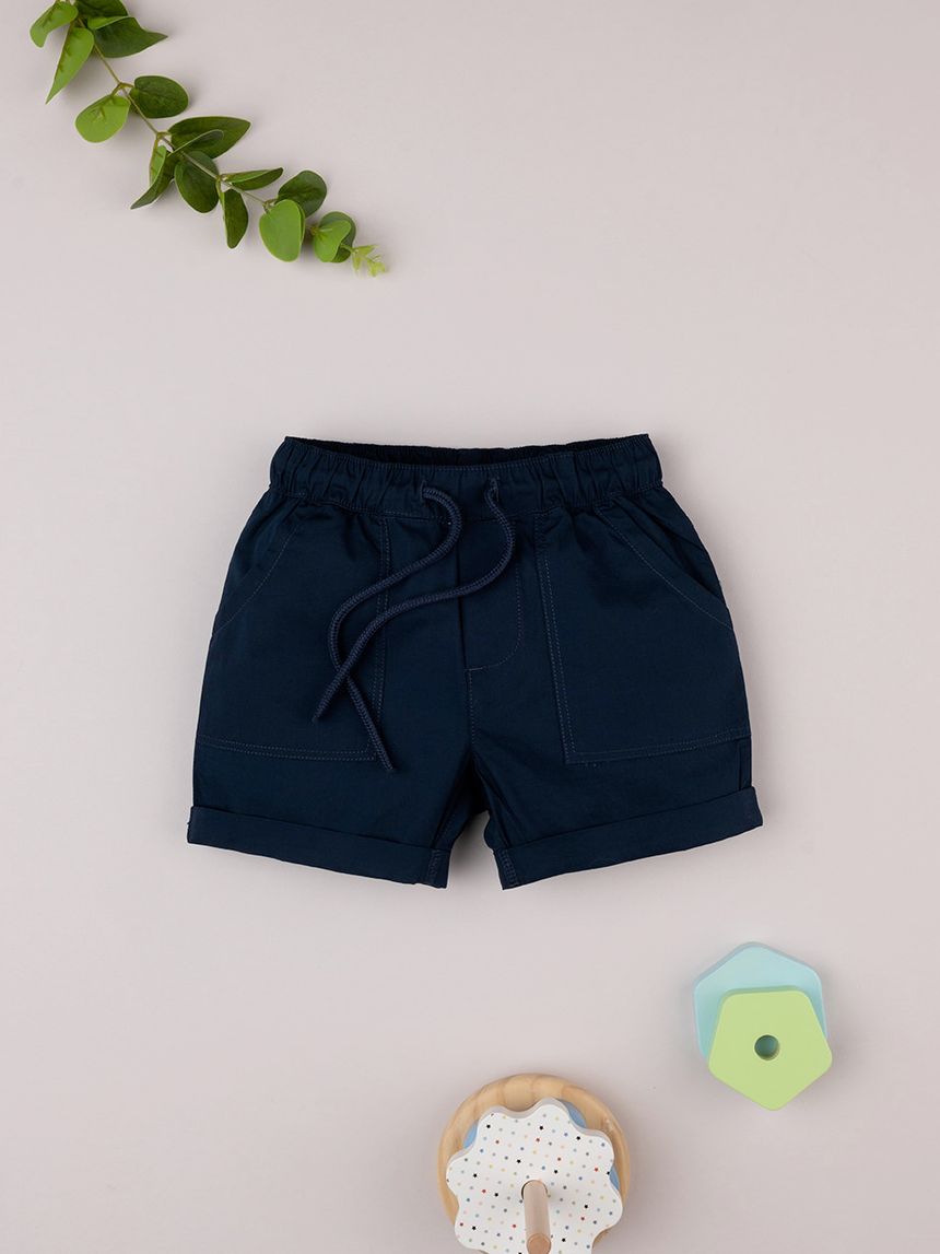 βρεφικό σορτσάκι μπλε σκούρο ποπλίνα για αγόρι - Prénatal